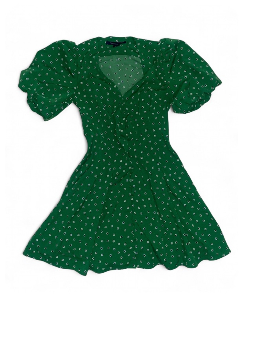 French Connection Green Floral V-Neck Mini Dress